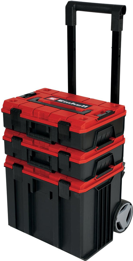 Einhell e-case tower systeemkoffer - max. laadvermogen: 120 kg - bestaande uit 3 koffers incl. accessoires - opbergen en transporteren van accessoires en gereedschap - met wieltjes - stapelbaar - koppelbaar