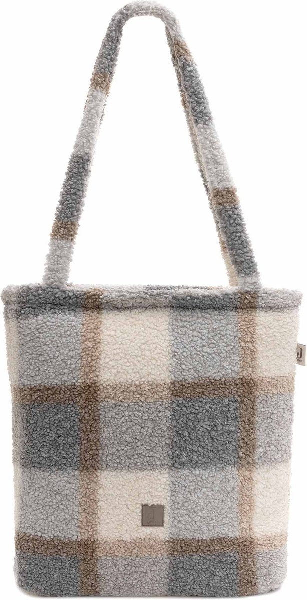 Jollein luiertas - shopper - check boucle - inclusief verschoonmatje