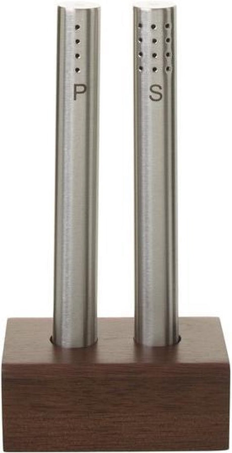 Wmf peper- en zoutstel - rvs en acaciahout - 15 cm - elegant design - robuust - handmatig