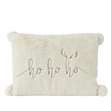 Decoris sierkussen met kerst print polyester wit 30x40cm