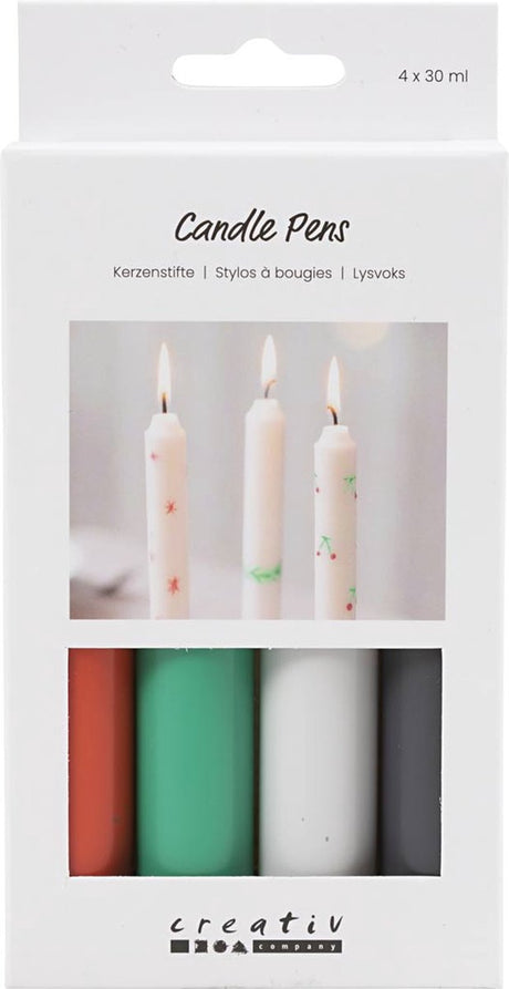 Creativ company cc candle pens, black, green, light grey, red, 4x30 ml 1 pack