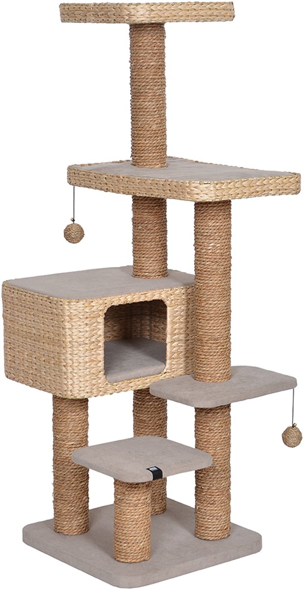 Ebi krabpaal palawan - waterhyacint - houten krabpaal - 140cm - kleine middelgrote katten