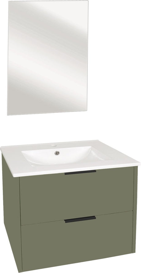 Differnz bolo badkamermeubelset 61x50x46cm fsc mfc board wit keramiek groen mat