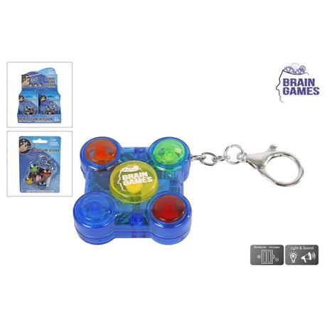 Brain games memory game sleutelhanger met licht en geluid 5x5cm