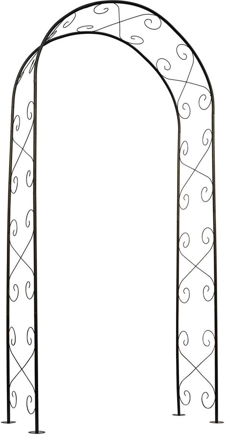 Nature - rozenboog - h230 x 100 x 37cm - decoratieve krullen - zwart - metaal