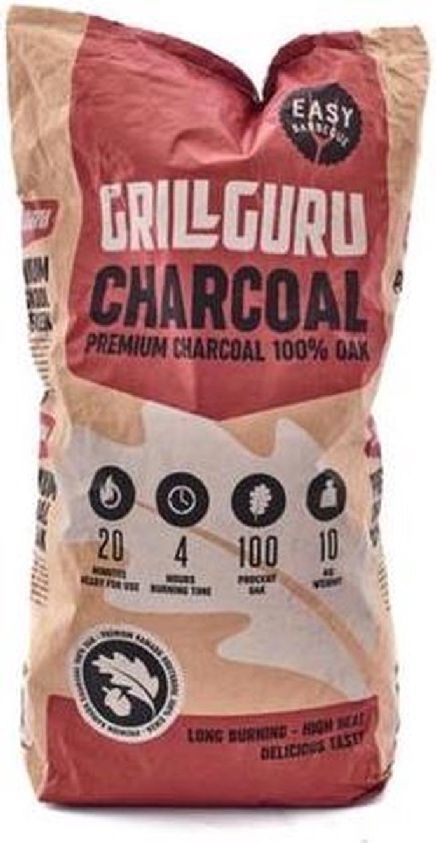 Grill guru kamado charcoal oak 10kg - europese eik houtskool - premium kwaliteit voor jouw bbq