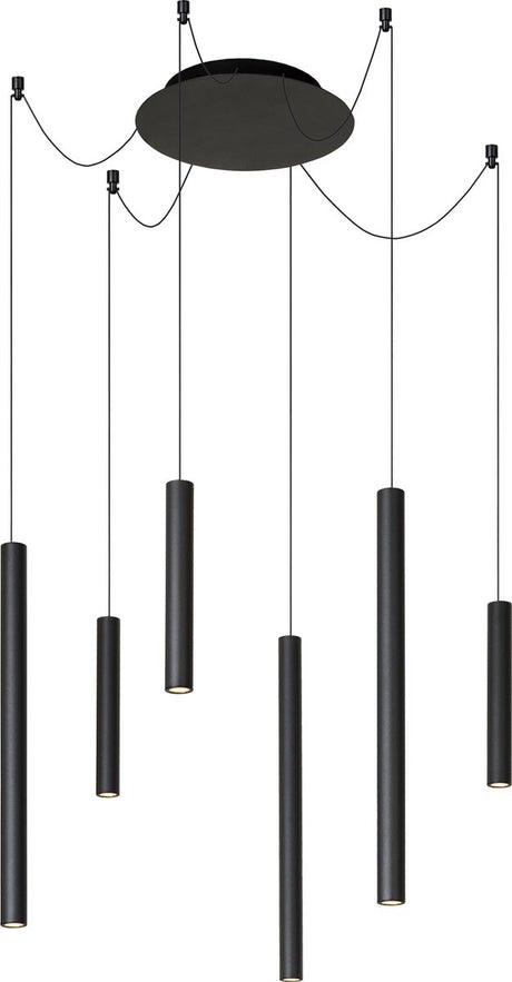 Lucide lorenz - hanglamp - ø 120 cm - led dimbaar - 6x4w 3000k - zwart