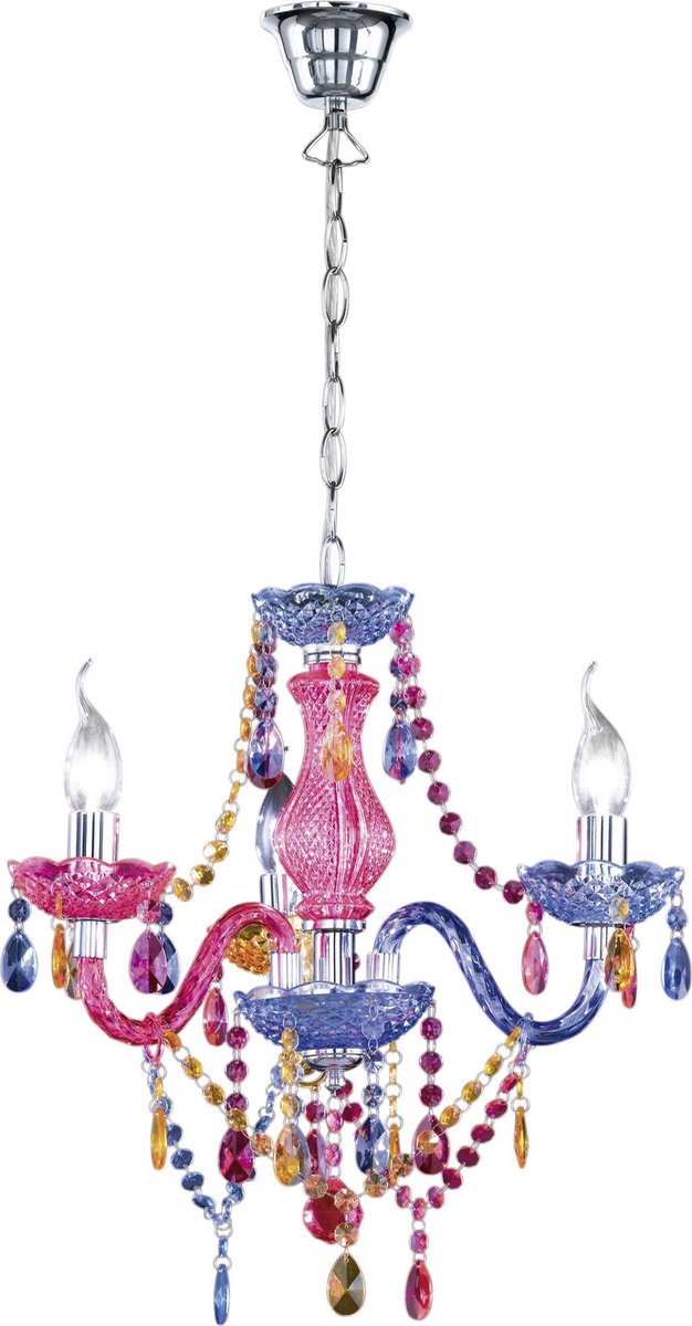 Rl live your light reality lüster kroonluchter - chroom - excl. 3x e14 - d: 46 cm - behang multicolor