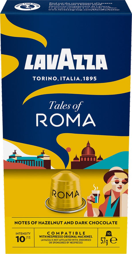 Lavazza tales of roma koffiecups - 100 nespresso cups - koffie blend van arabica robusta - intensiteit: 10 13 - 10 x 10 aluminium capsules