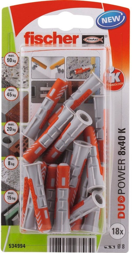 Fischer duopower universeelplug - 8 x 40 mm - 18 stuks