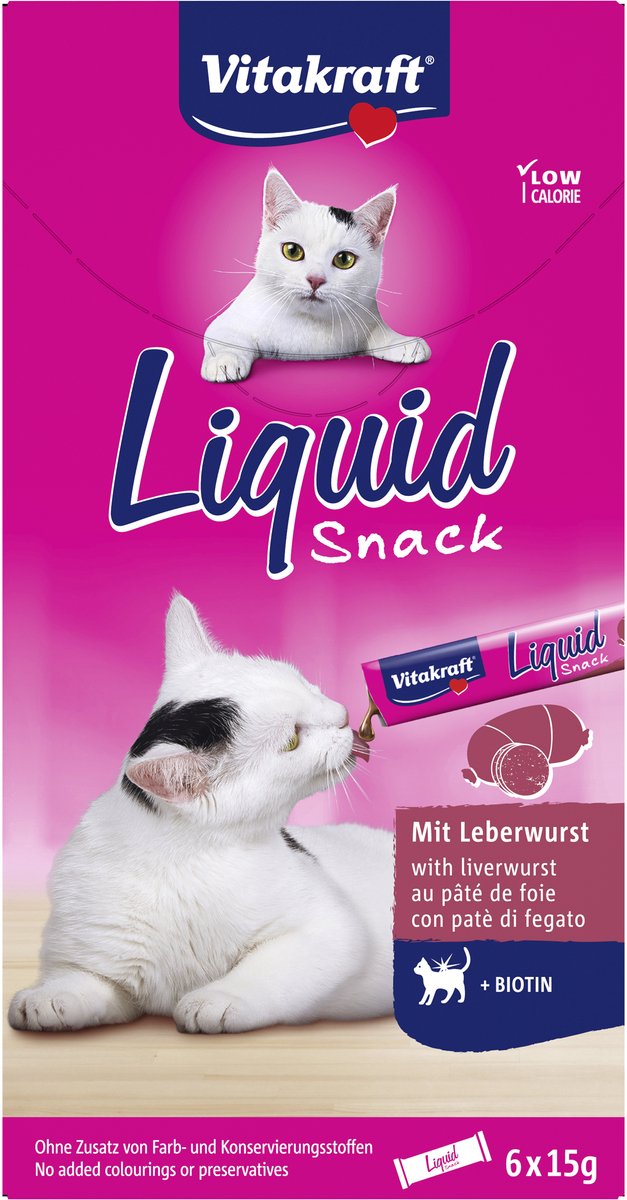 Vitakraft liquid snack leverworst - 11x6 stuks (66 stuks) - 66x15 gram