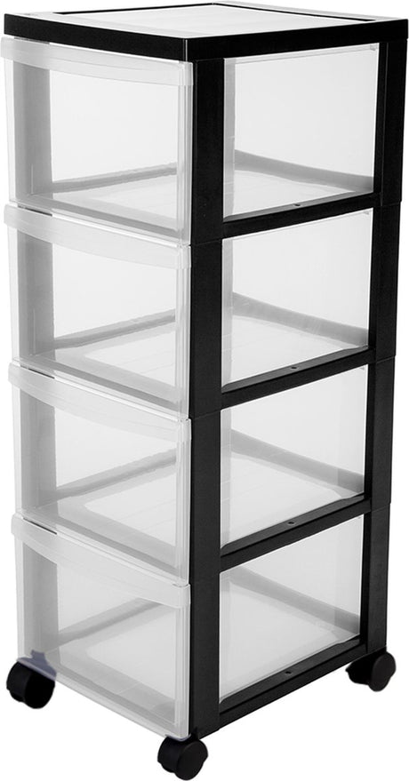 Iris design chest ladesysteem - 4 diepe lades - kunststof - zwart transparant