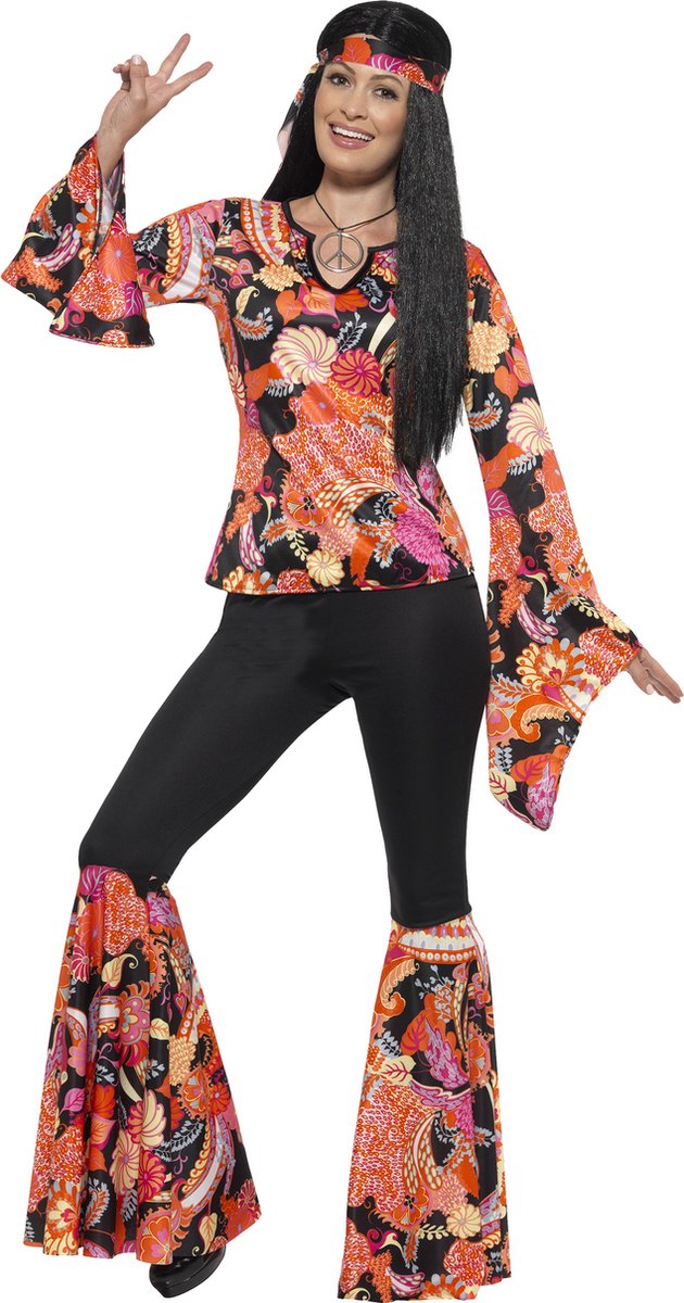 Smiffys willow the hippie costume multi-coloured with top trousers headscarf medallion