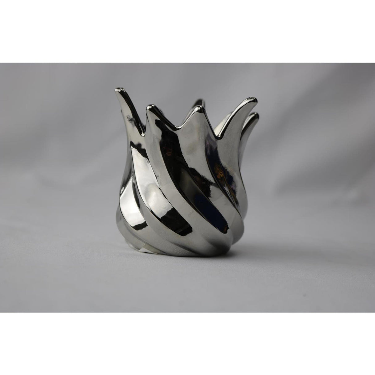 Mansion atmosphere waxinelichthouder tulp grijs 9x9x9,3cm