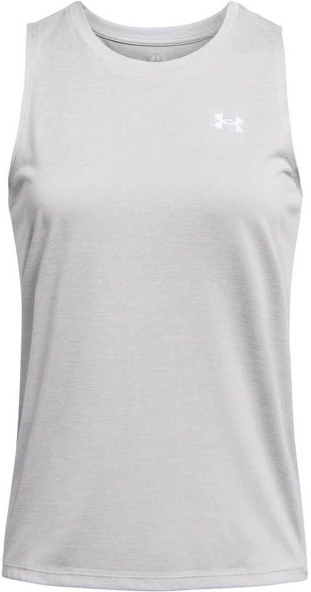 Under armour tech tank twist-gry dames sportshirt - halo grijs wit