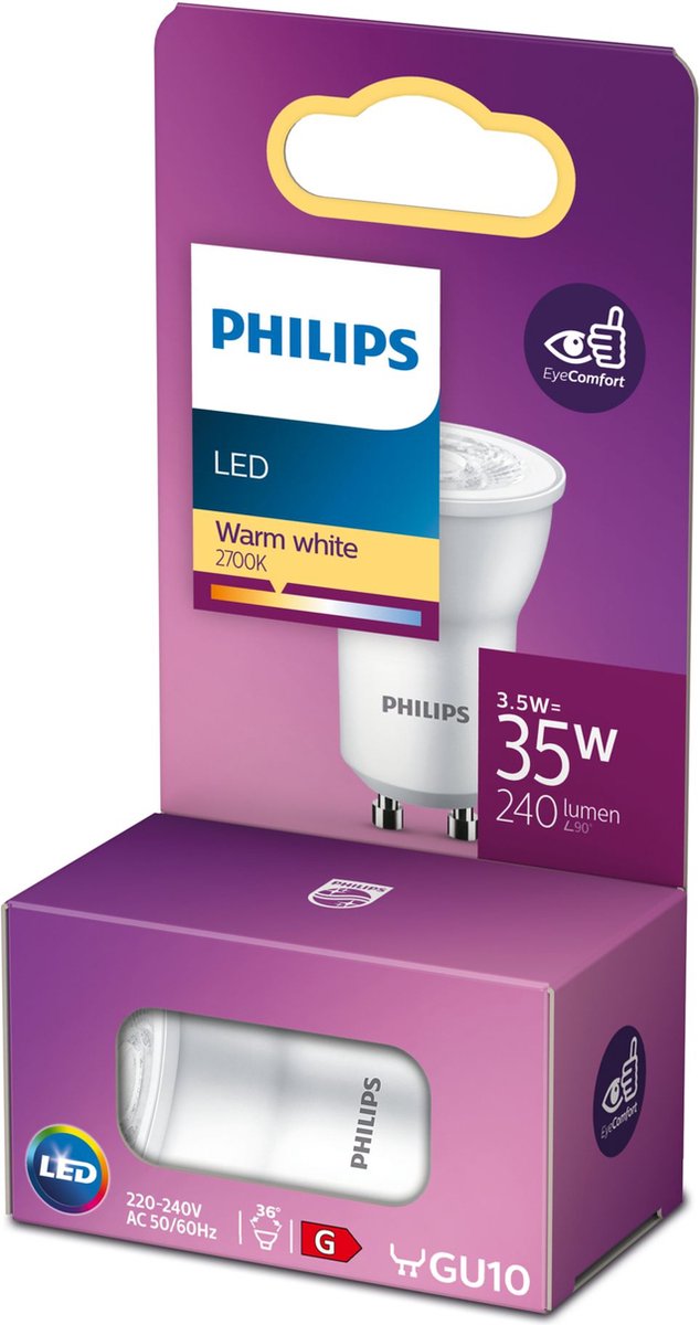 Philips led spot mr11 - 35 w - gu10 - warmwit licht