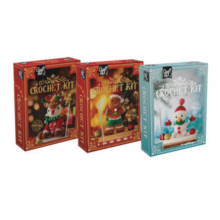 Haakset kerst xmas rendier, gembermannetje of sneeuwman 3 assorti | 3 stuks