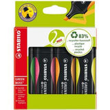 Stabilo tekstmarker 6070 4 green boss 2-5mm groen,geel,oranje,roze