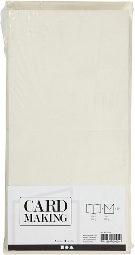Creativ company cc kaarten enveloppen off-white 15x15 cm 50 sets