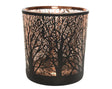 Decoris theelichthouder boom van glas zwart dia7,3x8cm