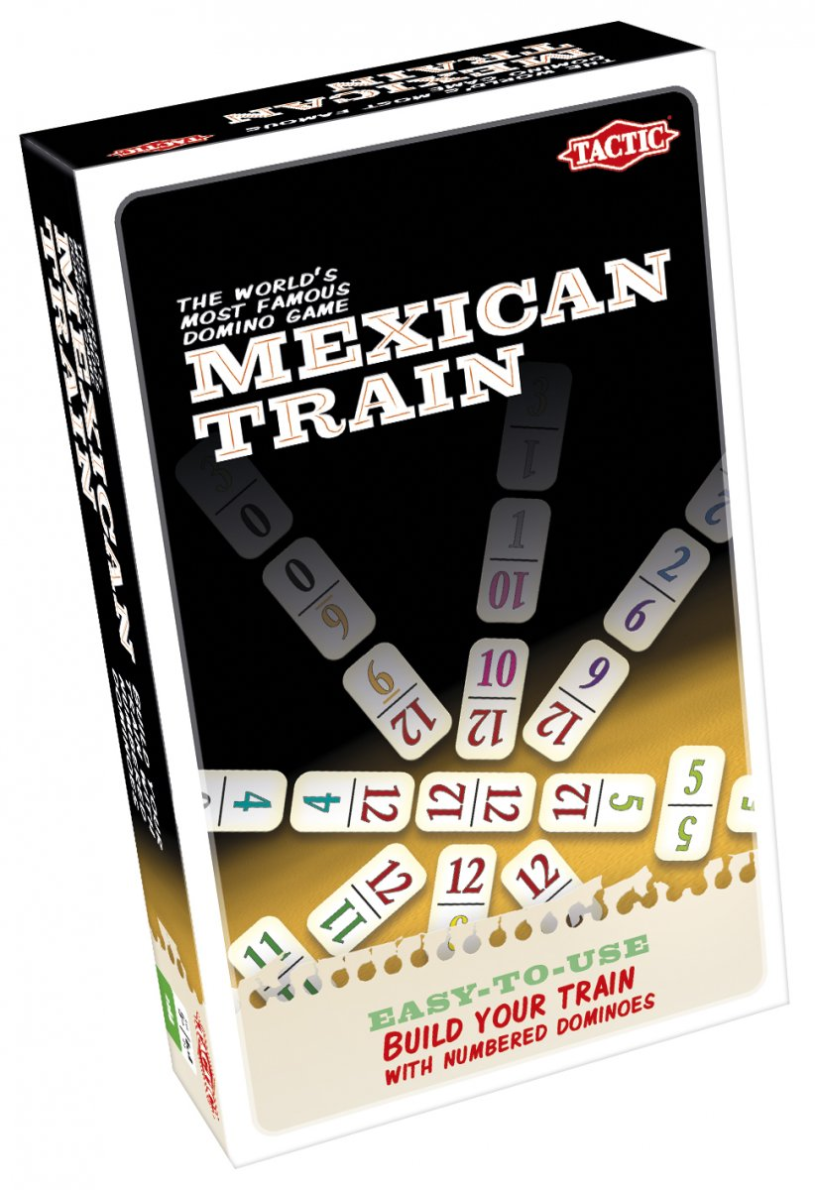 Tactic mexican train – bordspel – compacte editie – klassiek dominospel – vanaf 7 jaar – 2 of meer spelers