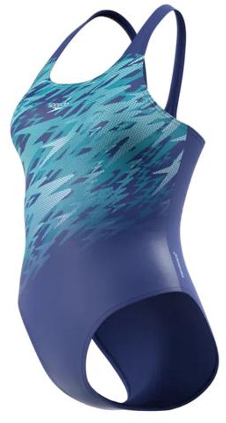 Speedo hyperboom placement muscleback dames - chloorbestendig sportbadpak dames - kleurvast badpak dames - zwempak dames met muscleback - blauw blauw - 44