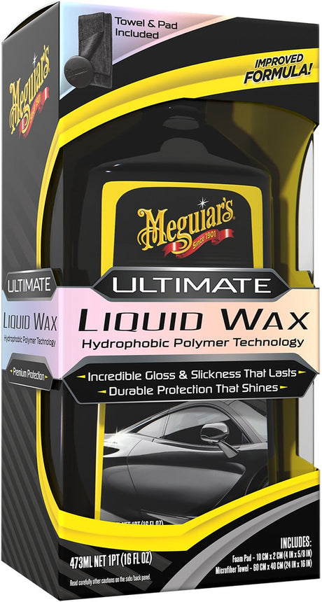 Gcc retail service meguiar’s ultimate liquid wax 473ml set – 3-delige autowax set – spiegelglans reflectie – inclusief applicator microvezeldoek