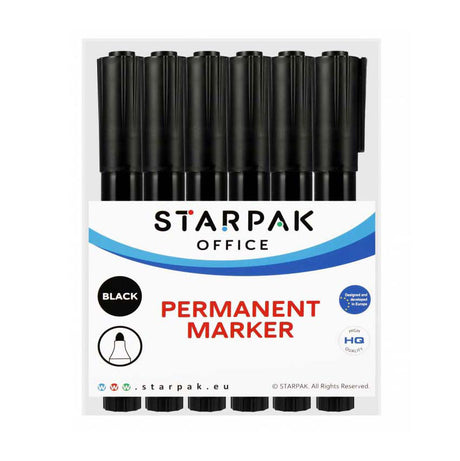 Permanent stift rond zwart, 12st.