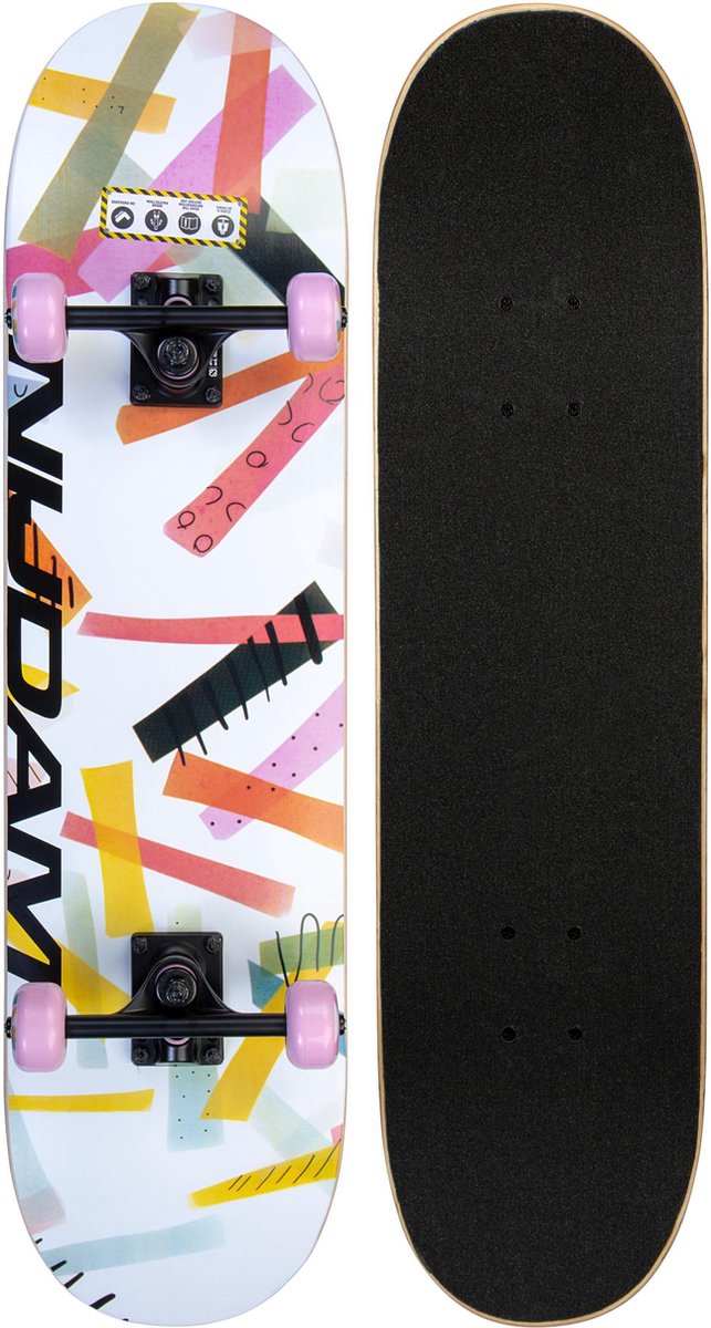Nijdam classic skateboard - high time - roze wit one size