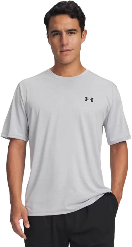 Under armour ua tech vent ss-gry heren sportshirt - halo grijs - zwart 2xl
