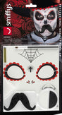 Smiffys - day of the dead senor bones kostuum make-up kit - zwart wit
