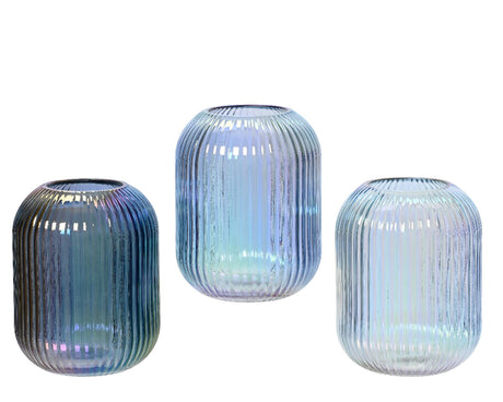 Decoris vaas-windlicht iriserend h15cm