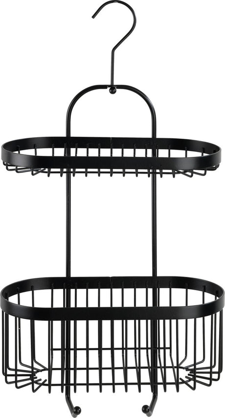 Wenko doucherek 2-laags classic plus black mat zwart 26x47cm - zonder boren - doucherekje hangend - douchemand - douchecaddy ophangbaar
