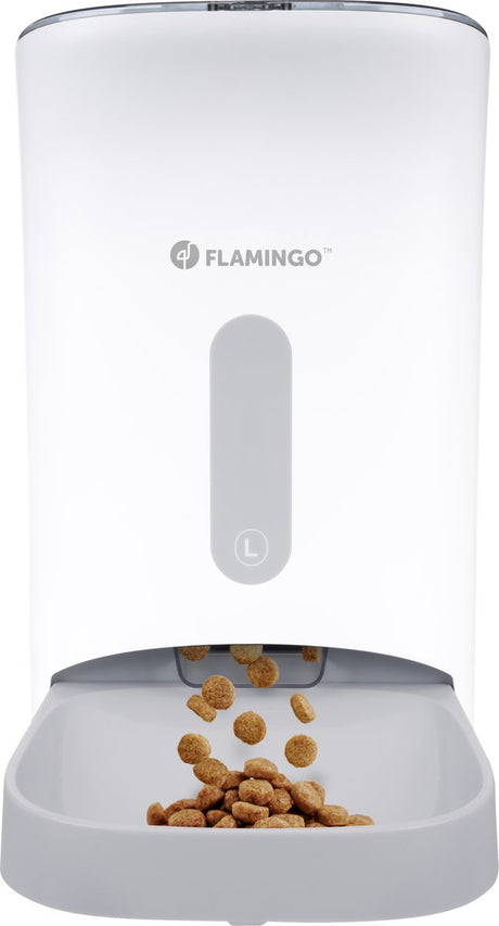 Flamingo automatische voerbar hond en kat – voederautomaat – met timerfunctie – 4,5l – model odion – wit