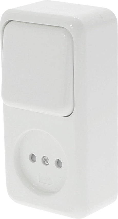 Q-link - wandcontactdoos - opbouw - 1-voudig stopcontact - 1-voudig wisselschakelaar - kinderbeveiliging - polarwit