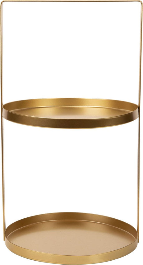 Cosy @ home etagere 2 trays mat goud 25x25xh45cm met