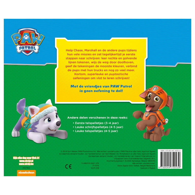 Paw patrol eerste schrijfspelletjes (3-4 jaar)