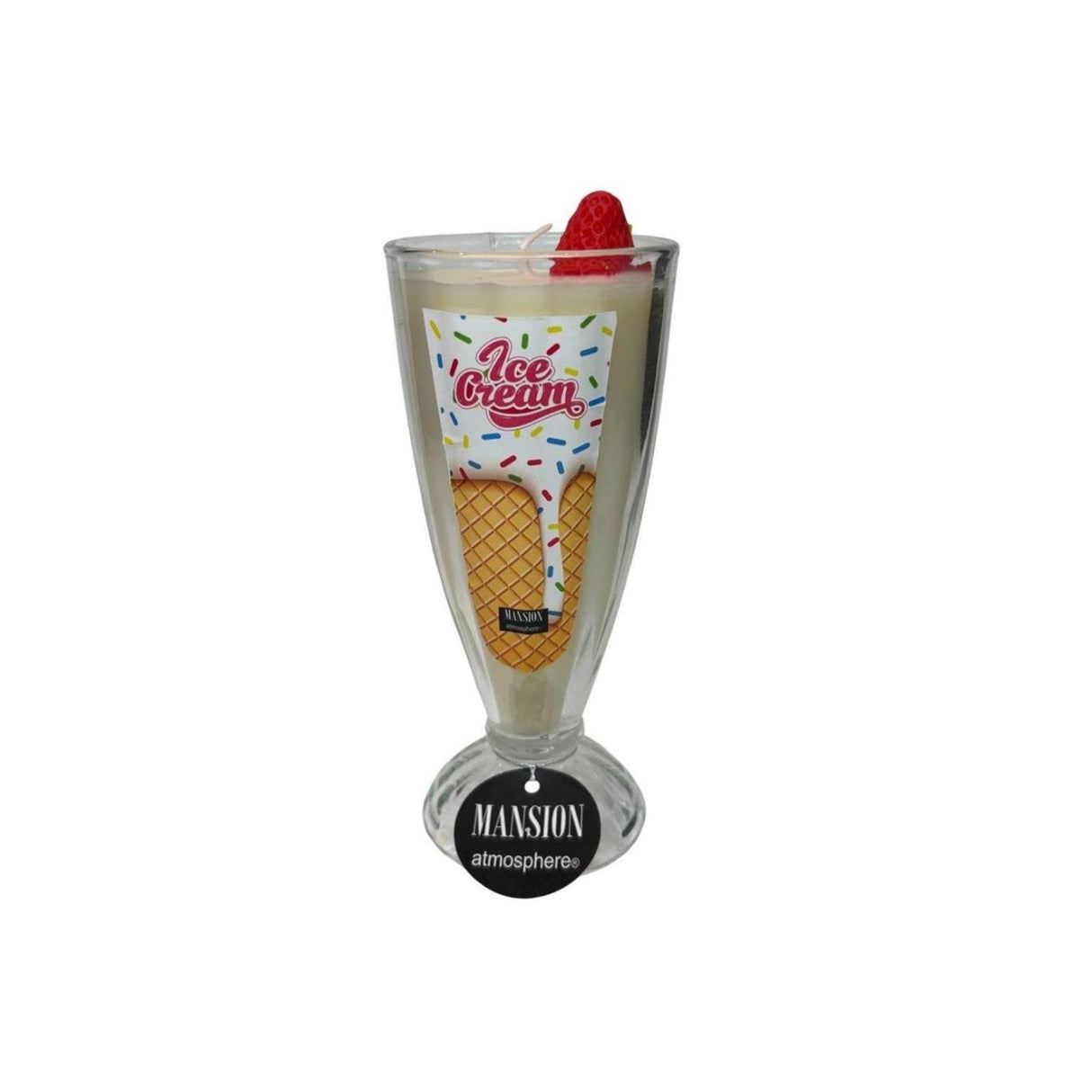 Mansion atmosphere geurkaars in sorbetglas aardbei ã˜8xh20,5cm