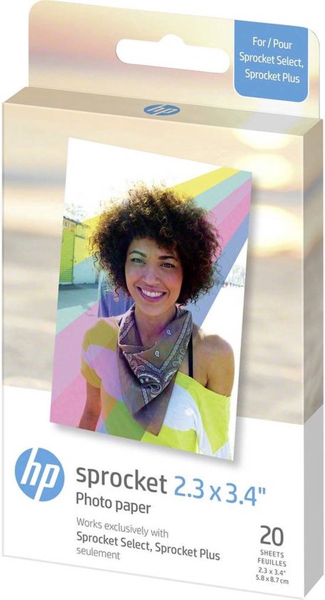 Hp sprocket plus zelfklevend fotopapier - 58x87mm - 20 stuks