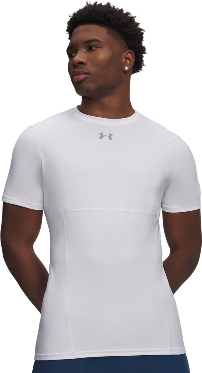 Under armour ua hg elite fitted ss-wht heren sportshirt - wit - reflective