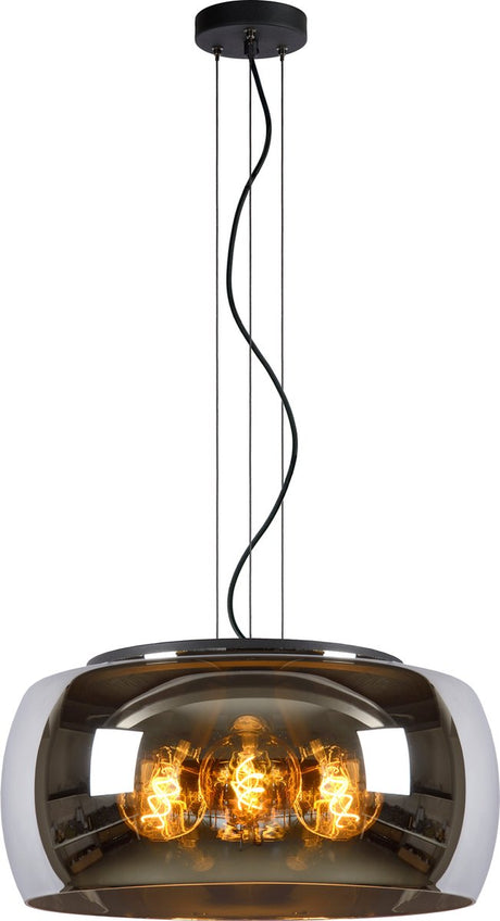 Lucide olivia - hanglamp - ø 50 cm - 3xe27 - fumé