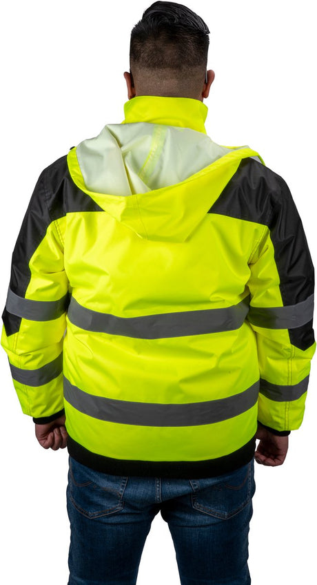 Dunlop veiligheidsjas maat l - kleur geel - reflecterende strepen voor betere zichtbaarheid in het donker - comfortabele pasvorm - gemaakt van polyester - geschikt voor werk- en verkeerssituaties l