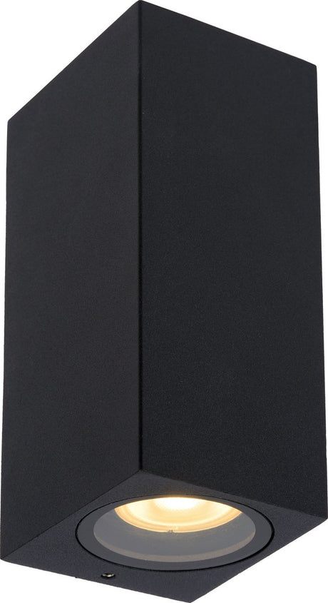 Lucide zaro - wandspot wandlamp binnen buiten - 2xgu10 (mr16) - ip65 - zwart