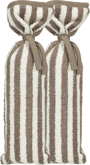 Meyco baby meyco kruikenzak - badstof jacquard fat stripe - taupe - 2-pack
