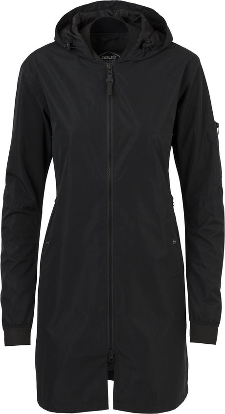 Agu long bomber regenjas - dames regenjas - bomberjas - regenmantel - zwart - l - waterdicht en ademend poray 5000 - neopreen manchetten