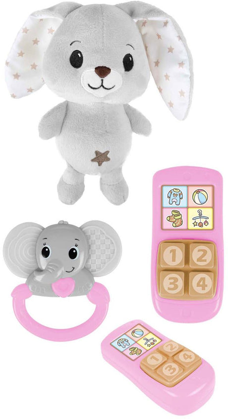 Toi-toys little stars baby knuffel pluche konijn met ramelaar en telefoon, 3dlg.