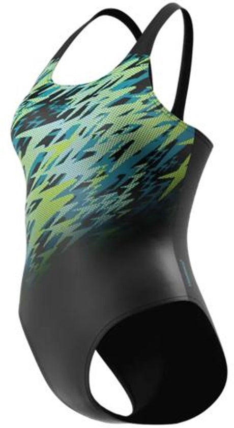 Speedo hyperboom placement muscleback dames - chloorbestendig sportbadpak dames - kleurvast badpak dames - zwempak dames met muscleback - zwart groen - 40