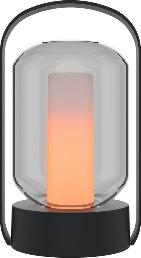 Calex oplaadbare tafellamp como - draadloos - vuureffect - warm wit licht - accu - touch - waterdicht - decoratie voor tuin, woonkamer, slaapkamer - sfeerverlichting - zwart