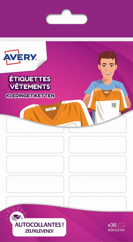 Avery etiket voor textiel 36 stuks - wit. family