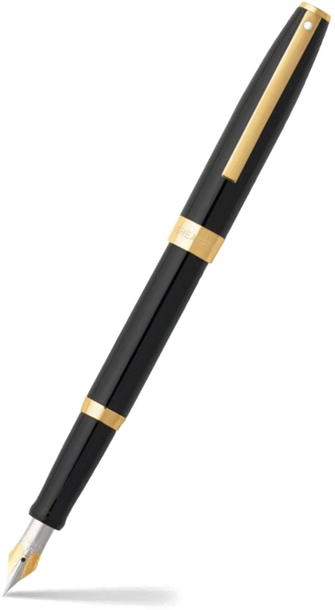 Sheaffer vulpen - sagaris - penpunt f - glossy black gold tone